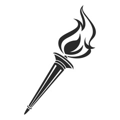 Black torch flame graphic on white background fire