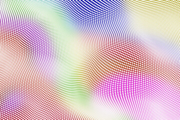 Pastel rainbow halftone mesh wave abstract art, colorful dotted pattern for modern backgrounds and designs