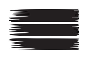 Three black brush strokes on a white background