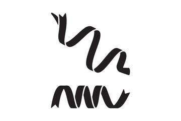 Two black ribbons one curled and one straight