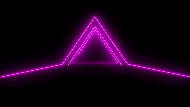 Futuristic pink neon triangle tunnel with geometric patterns and reflections. - Powered by Adobe