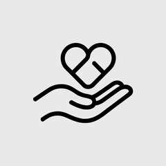 Hand Holding Heart Icon – Charity and Care Support Symbol