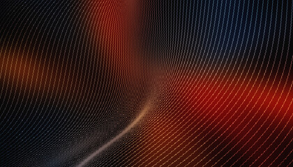 Obraz premium Black and red digital mesh wave, modern tech-inspired line pattern for futuristic backgrounds and design