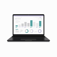 Laptop with Analytics Dashboard Icon &ndash; Data Visualization and Business Intelligence Symbol