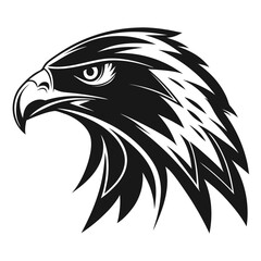 Black minimalist falcon head graphic on white background