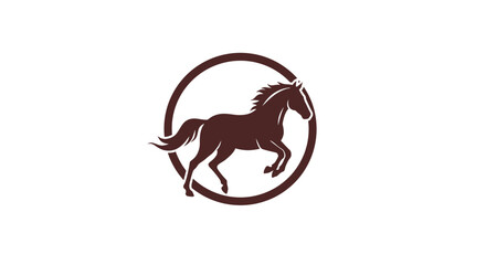 Majestic brown horse galloping freely inside a circular emblem symbolizing speed power and graceful movement vector