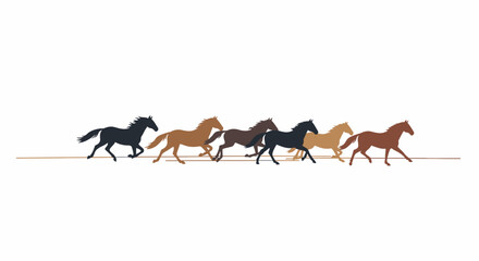 Majestic herd of diverse colored horses running freely across a bright expansive landscape symbolizing freedom and untamed spirit vector