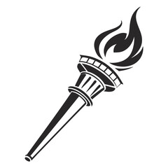 Black torch of freedom logo on white background fire