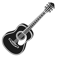 Black acoustic guitar silhouette on white background 2