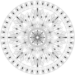 Vector mandala isolated on white background. Ornament card with mandala on gray and yellow colors. Oriental pattern, vintage decorative element for design