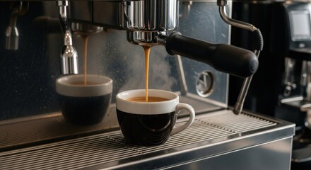 Espresso pouring into a cup