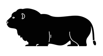 Silhouette of a majestic musk ox with thick fur in profile facing left symbolizing wildlife and strength vector