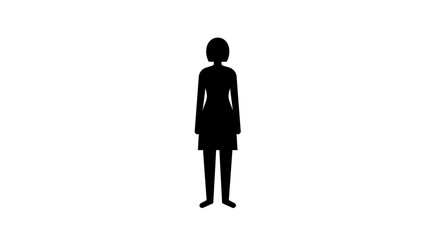 Silhouette of a full body woman standing facing forward isolated on white simple graphic representation of a person vector