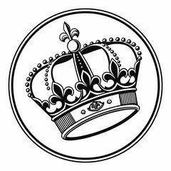 Black crown emblem with fleur de lis and pearls symbol