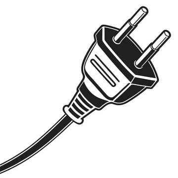 Black electric plug symbol on white background power