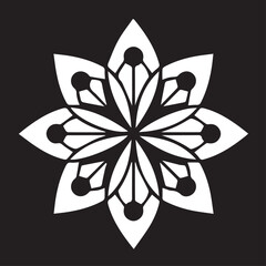 black and white flower Lotus Geometry Mandala Symbol