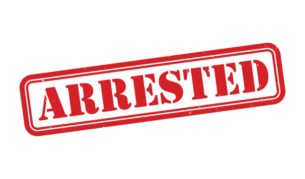 Arrested stamp, Arrested sign on red ink, Arrested grunge stamp, Arrested seal, Arrested sticker, Arrested distressed texture on white background