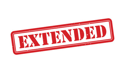 Extended stamp, Extended sign on red ink, Extended grunge stamp, Extended seal, Extended sticker, Extended distressed texture on white background
