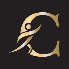 Initial Fitness Logo combine with letter C vector template