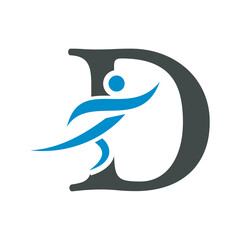 Initial Fitness Logo combine with letter D vector template