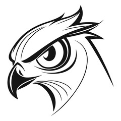 Black abstract owl head logo on white vector
