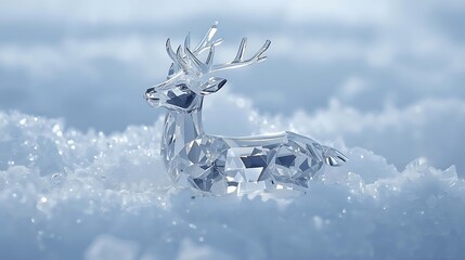 Glass Deer on Snow
