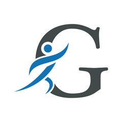 Initial Fitness Logo combine with letter G vector template