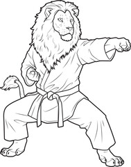 Lion Karate Martial arts Animal Vector Graphic Art Illustration