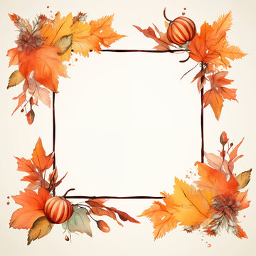 Square border Fall theme design illustration on a white background 