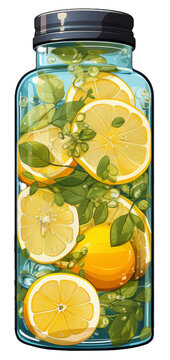 Citrus Cucumber Infused Water, Illustration, Lemons