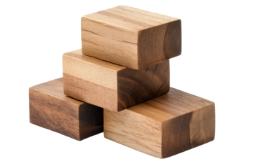 Stacked wooden blocks create a staircase arrangement demonstrating balance and design