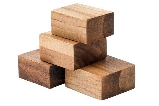 Stacked wooden blocks create a staircase arrangement demonstrating balance and design