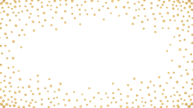 Golden confetti frame isolated on white background festive gold glitter border for holiday design luxury decoration