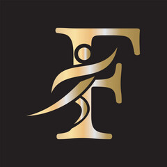 Initial Fitness Logo combine with letter F vector template