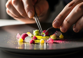 Obraz premium Gourmet Food Art with Colorful Sugar Decorations