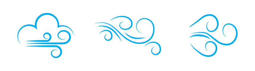 Wind air flow set vector icon illustration sign  