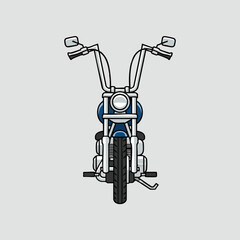 Classic chopper motorcycle vector front view with clean flat design