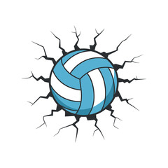 Volleyball Ball Breaking Through Cracked Wall Illustration Graphic Ball Sport