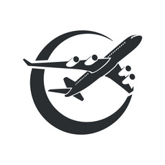 Airplane Global Flight Travel Business Aviation Transport Journey Modern Icon Symbol