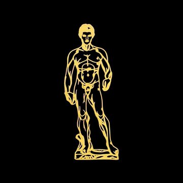 Golden outline of classical statue animation isolated asset, transparent 4K video, alpha channel, ProRes 4444