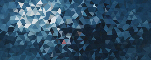 Obraz premium An abstract, geometric mosaic of bright blues, icy blues, and stark white triangles, arranged in a fractured, fragmented pattern.