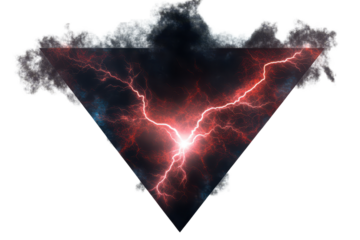 Triangular vortex with electric elements creates a striking visual display in a dramatic atmosphere