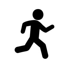 Black silhouette of a person running quickly, a simple representation of movement