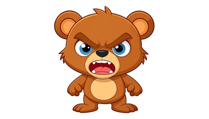 A cartoon bear, depicted in a stance of anger, with a wide-open mouth and glaring eyes.  Brown fur covers the body and ears.  Simple, bold lines define the features