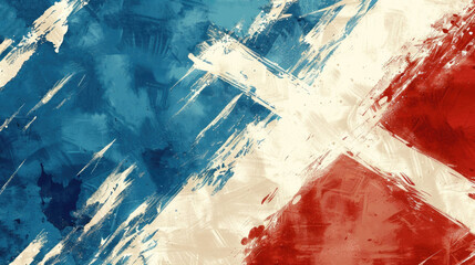 Vintage watercolor postcard for Icelandic Independence Day featuring an abstract flag with paint textures. Horizontal banner design with copy space for text and celebration messaging