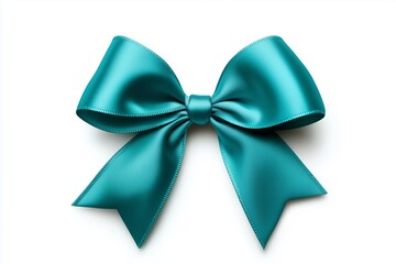 Transformative teal bow isolated on white background.