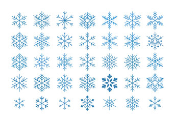 Blue snowflake set vector collection of winter ice crystal patterns festive design