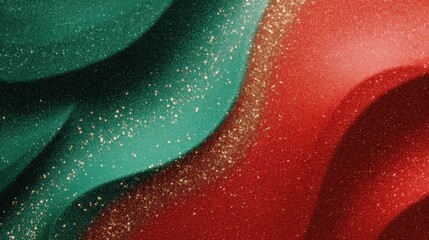 A red and green background with glitter