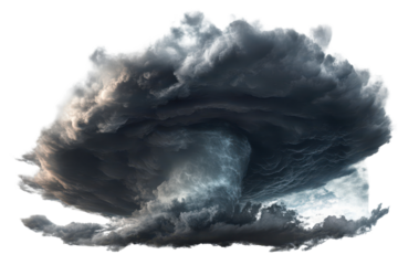 Formation of a powerful supercell storm with a rotating updraft in the sky during an intense weather event