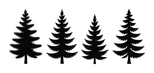 Obraz premium Pine tree shape collection vector set evergreen conifer forest icons illustration